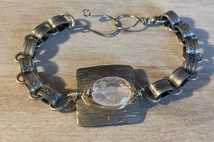 Vintage silver chain and rose quartz bracelet