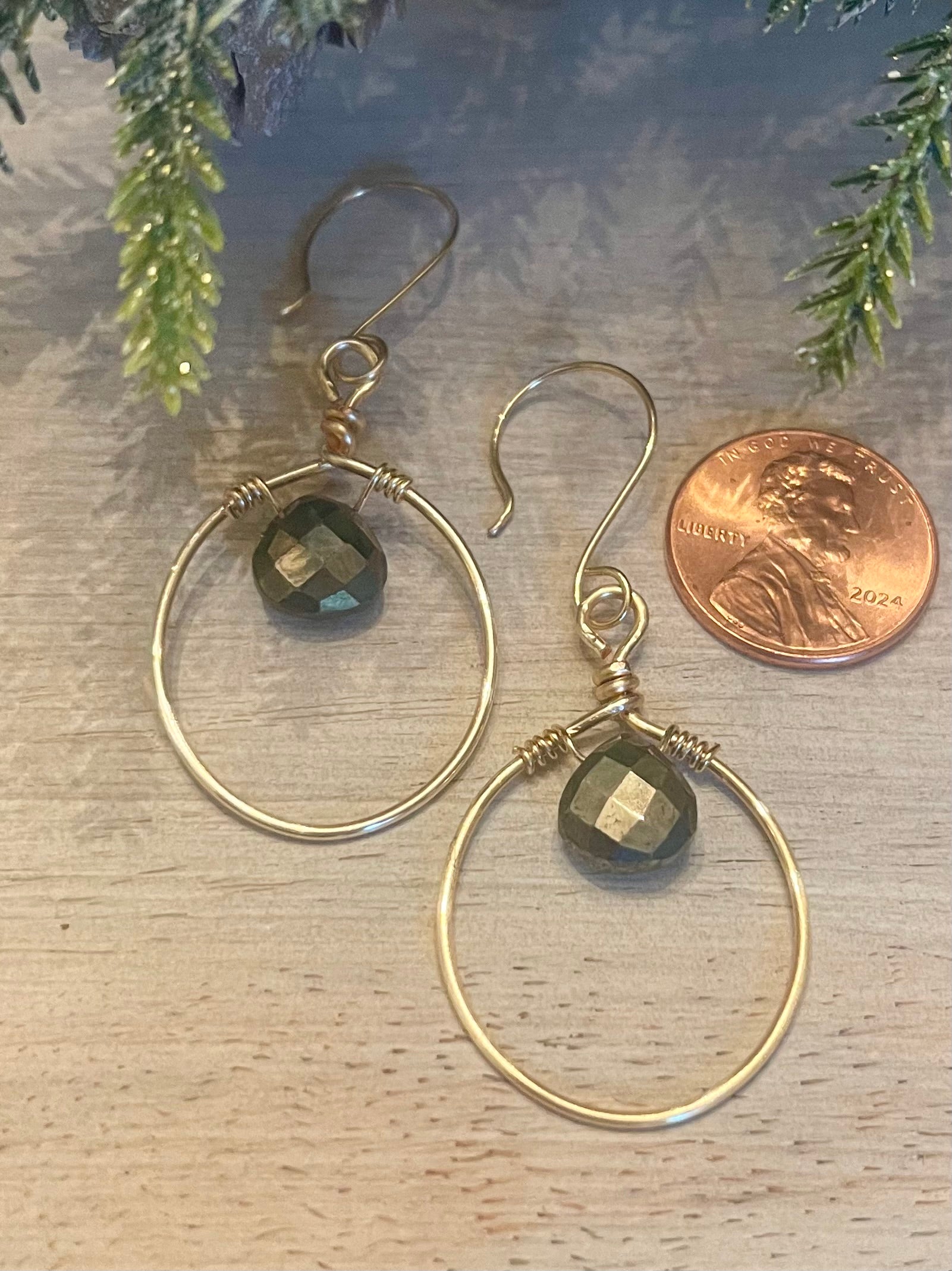 Pyrite gold hoop Earrings   E-11