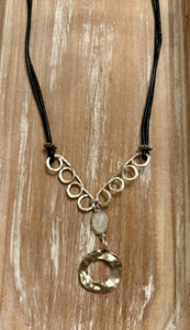 Moonstone and Hand Forged Sterling Silver Filled Pendant Necklace  JBKL021