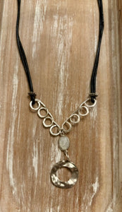 Moonstone and Hand Forged Sterling Silver Filled Pendant Necklace