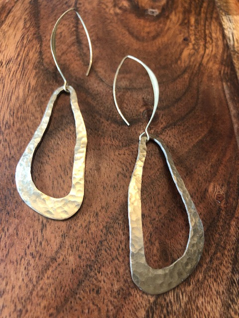 Hammer Finished Brass Earrings